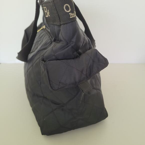 Bernardo Valentino Quilted Tote Shoulder Bag Black Nylon Lightweight Zip Large - Picture 3 of 10